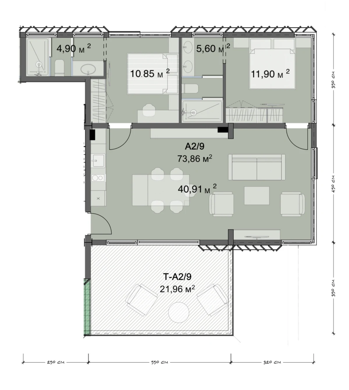 Планировка A2/9 · Апартаменты 2BR