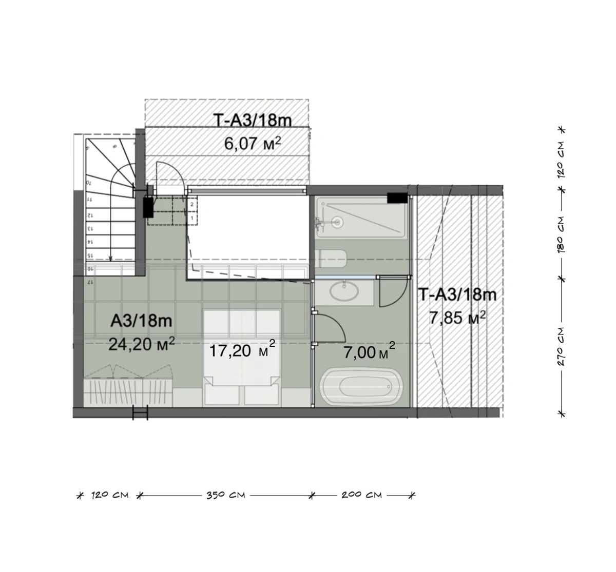 Планировка A3/18м · Апартаменты 2BR