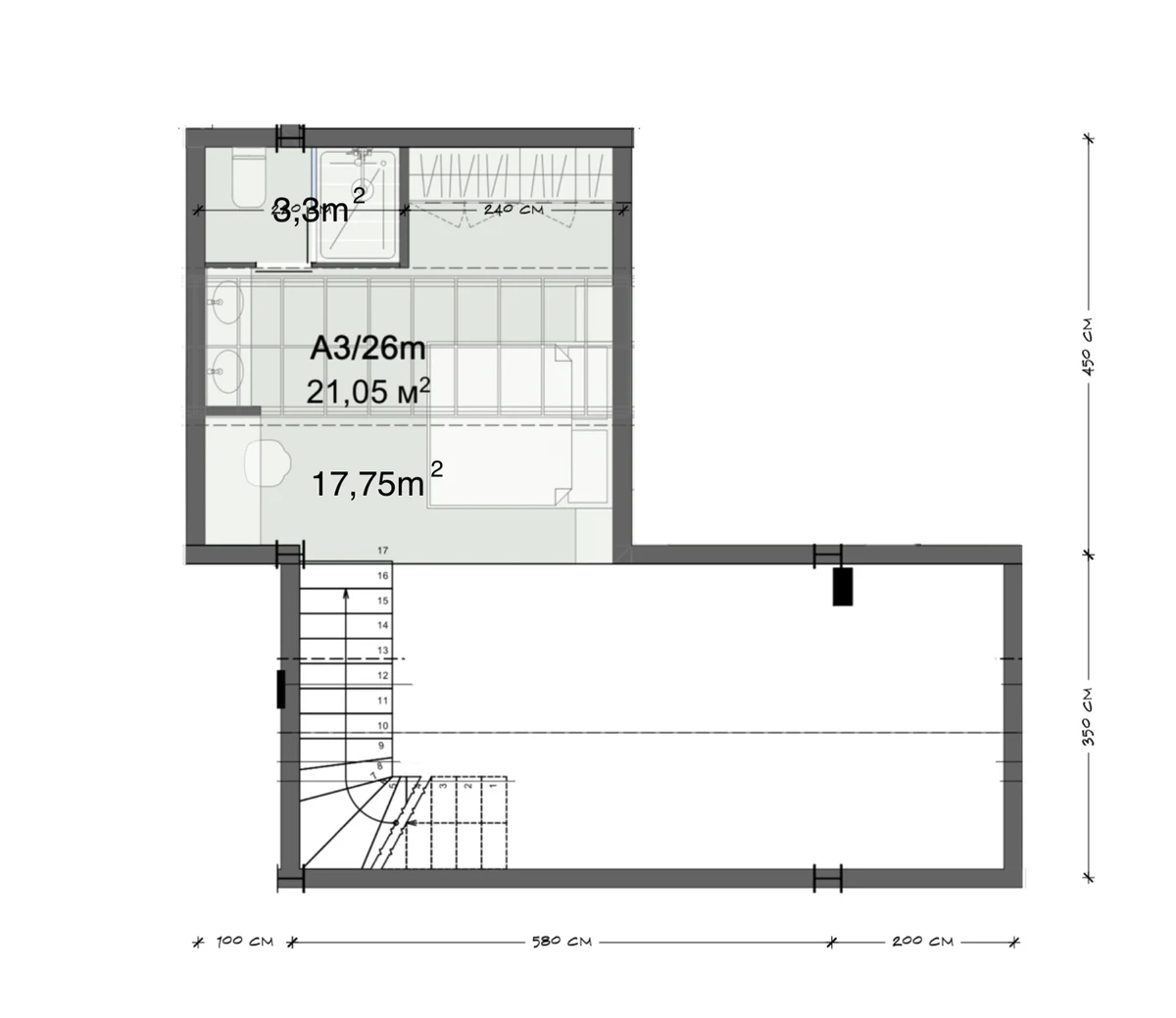 Планировка A3/26м · Апартаменты 1BR