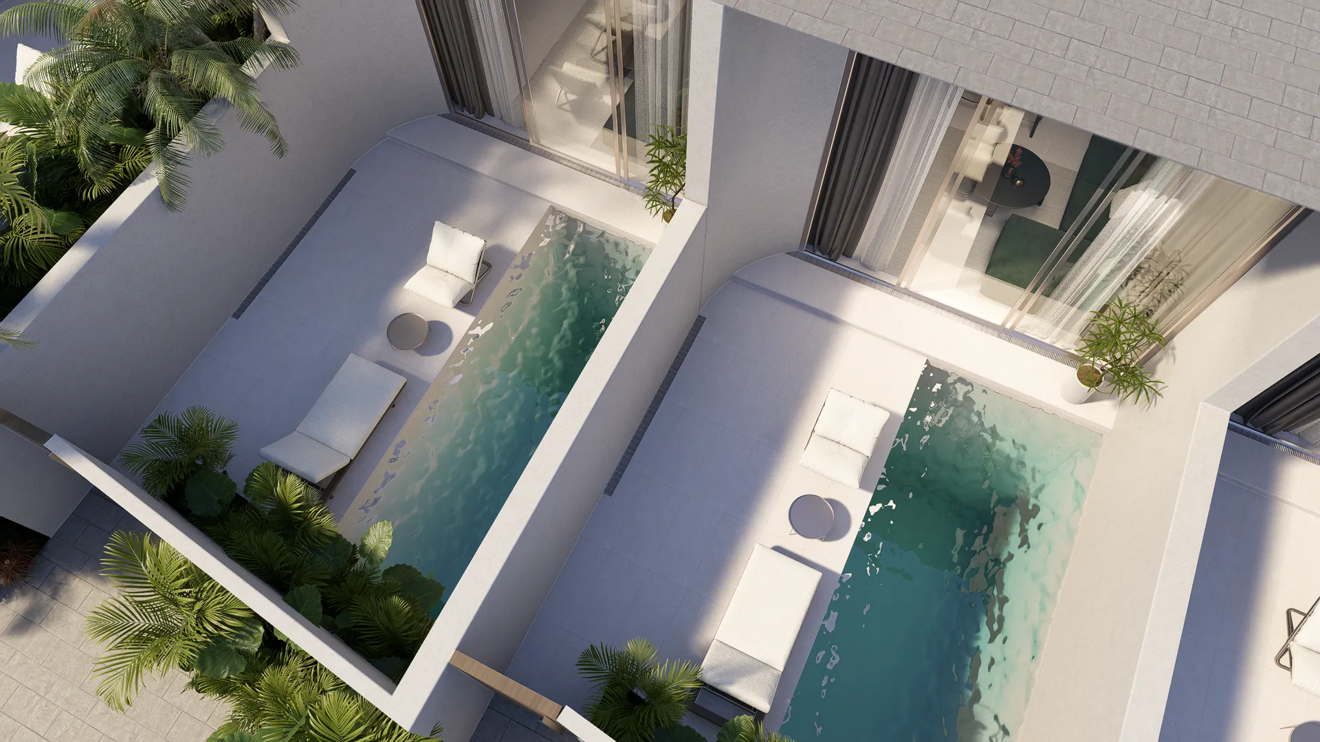 Essential Villas — вид сверху на бассейн