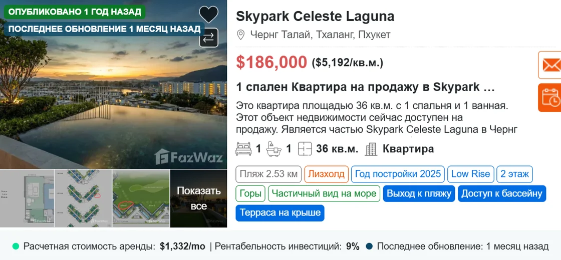 Объявление о продаже на FazWaz